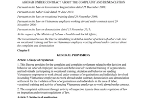 Decree No. 119/2014/ND-CP detail of Labor code Law on vocational training Law on Vietnamese employee