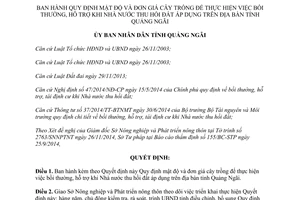 Quyết định 64/2014/QĐ-UBND mật độ đơn giá cây trồng bồi thường hỗ trợ khi Nhà nước thu hồi đất Quảng Ngãi