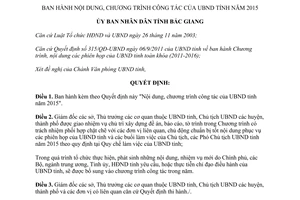 Quyết định 838/QĐ-UBND nội dung chương trình công tác Bắc Giang 2015 2014