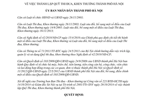 Quyết định 6726/QĐ-UBND thành lập Quỹ Thi đua Khen thưởng Hà Nội 2014