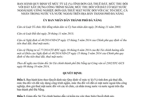 Quyết định 49/2014/QĐ-UBND mức tỷ lệ tính đơn giá thuê đất đơn giá thuê mặt nước Đà Nẵng