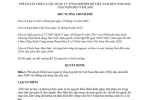 Quyết định 2295/QĐ-TTg 2014 Chiến lược quản lý tổng hợp đới bờ Việt Nam 2020 tầm nhìn đến 2030