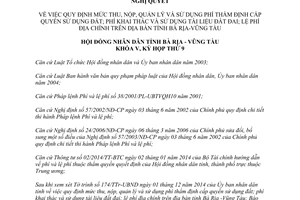 Nghị quyết 35/2014/NQ-HĐND phí thẩm định cấp quyền sử dụng đất lệ phí địa chính Bà Rịa Vũng Tàu