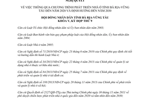 Nghị quyết 36/2014/NQ-HĐND phát triển nhà ở Bà Rịa Vũng Tàu đến năm 2020 định hướng 2030