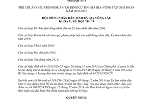 Nghị quyết 37/2014/NQ-HĐND Đề án tái định cư tỉnh Bà Rịa Vũng Tàu giai đoạn 2010 2015