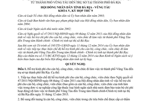 Nghị quyết 39/2014/NQ-HĐND hỗ trợ kinh phí cho cán bộ công chức viên chức Bà Rịa Vũng Tàu