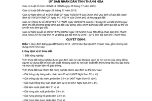 Quyết định 4545/2014/QĐ-UBND Bảng giá đất 2015 2019 tỉnh Thanh Hóa