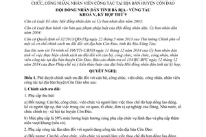 Nghị quyết 41/2014/NQ-HĐND ưu đãi cán bộ công viên chức công nhân viên tại Côn Đảo Bà Rịa Vũng Tàu