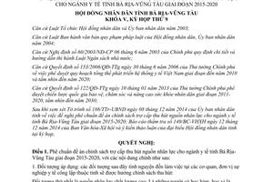 Nghị quyết 48/2014/NQ-HĐND chính sách trợ cấp thu hút nguồn nhân lực ngành y tế tỉnh Bà Rịa Vũng Tàu