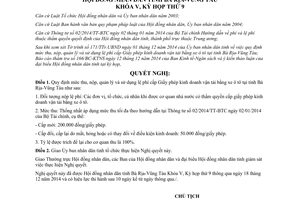 Nghị quyết 50/2014/NQ-HĐND quản lý sử dụng phí cấp Giấy phép kinh doanh vận tải Bà Rịa Vũng Tàu