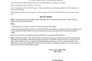 Quyết định 55/2014/QĐ-UBND diện tích tối thiểu được tách thửa đối với đất ở đất nông nghiệp tỉnh Bình Thuận