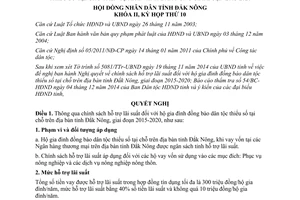 Nghị quyết 43/2014/NQ-HĐND hỗ trợ lãi suất hộ gia đình đồng bào dân tộc thiểu số Đắk Nông 2015 2020