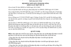 Nghị quyết 44/2014/NQ-HĐND mức chi hỗ trợ cán bộ công chức Đắk Nông