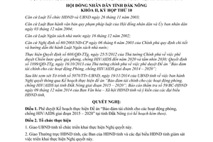 Nghị quyết 41/2014/NQ-HĐND Bảo đảm tài chính phòng chống HIV/AIDS 2015 2020 Đắk Nông
