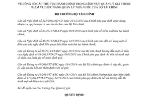 Quyết định 3269/QĐ-BTC năm 2014 thủ tục hành chính mới quản lý giá Bộ Tài chính