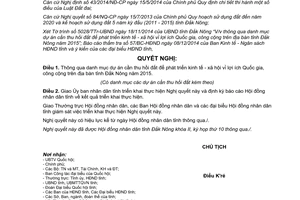 Nghị quyết 38/NQ-HĐND 2014 danh mục dự án cần thu hồi đất để phát triển kinh tế xã hội Đắk Nông 2015