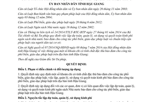 Quyết định 38/2014/QĐ-UBND khoản chi đặc thù bảo đảm công tác phổ biến giáo dục pháp luật Hậu Giang