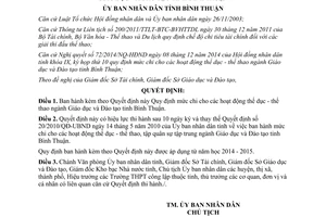 Quyết định 56/2014/QĐ-UBND mức chi cho hoạt động thể dục thể thao ngành Giáo dục Đào tạo Bình Thuận