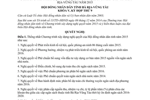 Nghị quyết 52/NQ-HĐND chương trình xây dựng Nghị quyết Hội đồng Vũng Tàu 2015 2014