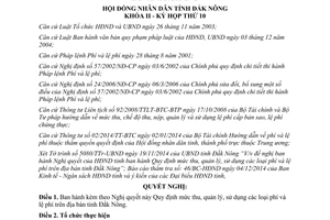 Nghị quyết 40/2014/NQ-HĐND mức thu quản lý sử dụng các loại phí lệ phí Đắk Nông