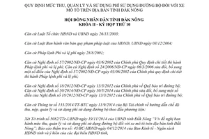 Nghị quyết 33/2014/NQ-HĐND mức thu sử dụng phí sử dụng đường bộ đối với xe mô tô Đắk Nông