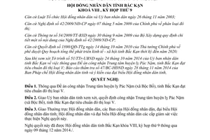 Nghị quyết 27/NQ-HĐND 2014 công nhận Trung tâm huyện lỵ Pác Nặm Bắc Kạn đạt tiêu chuẩn đô thị loại V