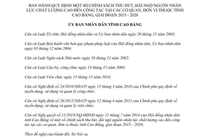 Quyết định 45/2014/QĐ-UBND Quy định chính sách thu hút đãi ngộ nguồn nhân lực chất lượng cao Cao Bằng