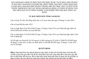 Quyết định 44/2014/QĐ-UBND diện tích tối thiểu tách thửa thuộc nhóm đất chưa sử dụng Cao Bằng