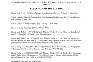 Quyết định 48/2014/QĐ-UBND Quy định Phân cấp quản lý đường đô thị tỉnh Cao Bằng