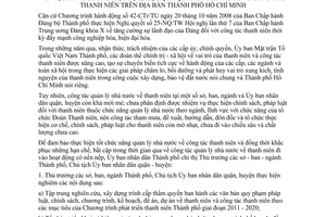 Chỉ thị 29/2014/CT-UBND quản lý nhà nước công tác thanh niên Hồ Chí Minh