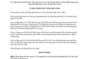 Quyết định 37/2014/QĐ-UBND thu quản lý sử dụng phí vệ sinh thành phố Trà Vinh