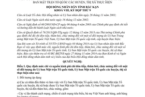 Nghị quyết 39/2014/NQ-HĐND chi đón tiếp thăm hỏi chúc mừng một số đối tượng Bắc Kạn