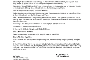 Thông tư 42/2014/TT-NHNN Chế độ kế toán Công ty Quản lý tài sản của các tổ chức tín dụng Việt Nam