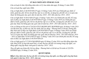 Quyết định 51/2014/QĐ-UBND học phí trường trung cấp nghề cao đẳng nghề công lập Hà Nam 2014 2015