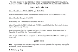 Quyết định 30/2014/QĐ-UBND hạn mức đất cơ sở tôn giáo trên địa bàn Bình Phước