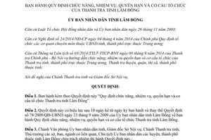 Quyết định 71/2014/QĐ-UBND chức năng nhiệm vụ quyền hạn cơ cấu tổ chức Thanh tra tỉnh Lâm Đồng