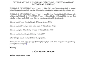 Văn bản hợp nhất 19/VBHN-BGTVT 2014 hợp nhất Nghị định xử phạt vi phạm hành chính giao thông đường bộ đường sắt