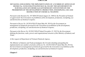 Circular 55/2014/TT-BCT guiding 38/2014/ND-CP surveillance of chemicals