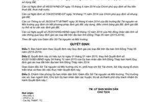 Quyết định 34/2014/QĐ-UBND Quy định giá các loại đất Đồng Tháp 2015 2019