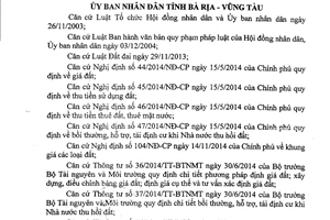 Quyết định 65/2014/QĐ-UBND Bảng giá các loại đất định kỳ 05 năm 2015 2019 Bà Rịa Vũng Tàu