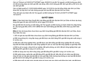 Quyết định 43/2014/QĐ-UBND  Bảng giá đất tỉnh Lai Châu 2015 2019