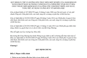 Thông tư 55/2014/TT-BCT hướng dẫn quản lý hóa chất thuộc diện kiểm soát của Công ước vũ khí hóa học
