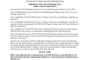 Nghị quyết 38/2014/NQ-HĐND thu phí phân chia nguồn thu phí sử dụng đường bộ đối với xe mô tô Bắc Kạn