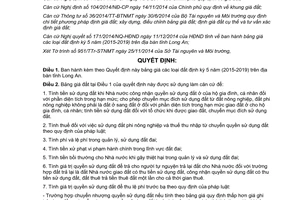 Quyết định 60/2014/QĐ-UBND bảng giá đất 2015 2019 tỉnh Long An