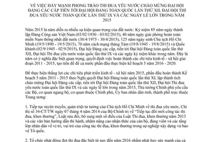 Chỉ thị 35/CT-TTg 2014 đẩy mạnh phong trào thi đua yêu nước các ngày lễ lớn 2015