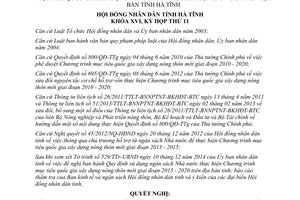 Nghị quyết 114/2014/NQ-HĐN vốn ngân sách Nhà nước xây dựng nông thôn mới 2015 2020 Hà Tĩnh