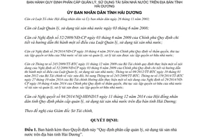 Quyết định 34/2014/QĐ-UBND phân cấp quản lý sử dụng tài sản nhà nước Hải Dương