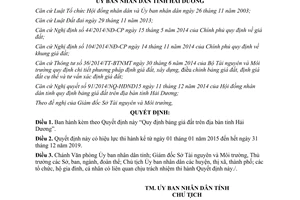 Quyết định 33/2014/QĐ-UBND về bảng giá đất trên địa bàn tỉnh Hải Dương