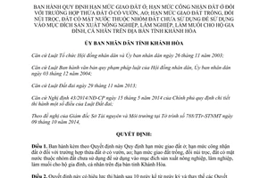 Quyết định 31/2014/QĐ-UBND hạn mức giao đất ở hạn mức công nhận đất ở đất trống Khánh Hòa
