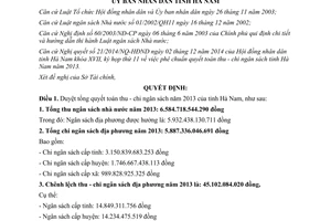 Quyết định 52/2014/QĐ-UBND về quyết toán thu chi ngân sách tỉnh Hà Nam 2013